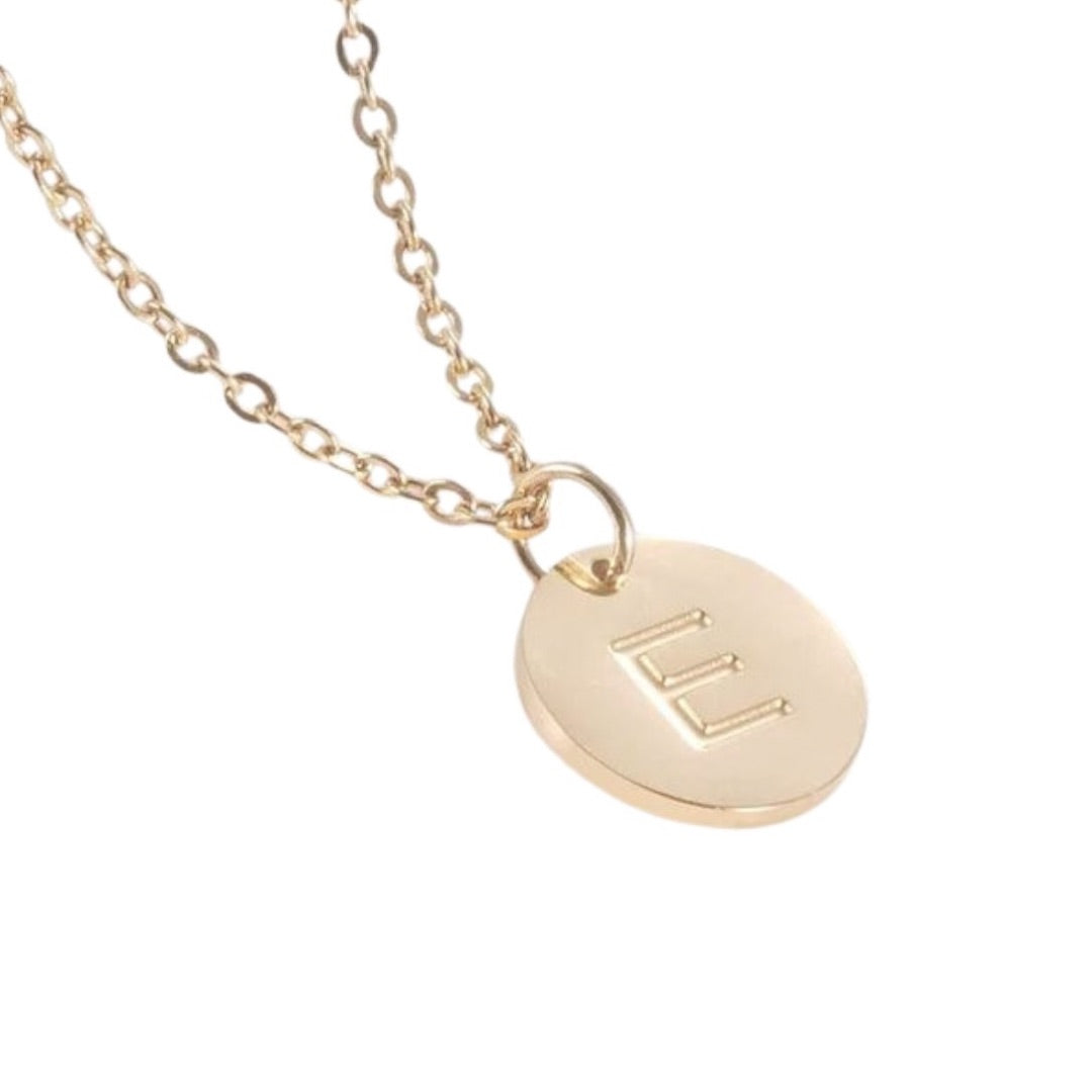 Disc Charm Initial Necklace